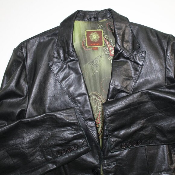 Kuhlman Genuine Leather Black Jacket paisley lining Men Size 3 / M - Picture 4 of 10